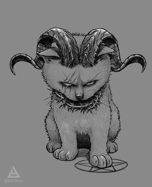 Кот с рогами демона