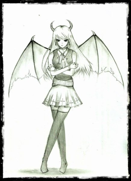 Рисунки карандашом демоны с крыльями