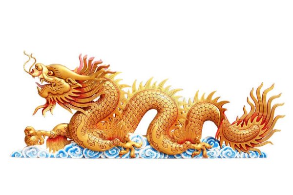 Золотой китайский дракон арт