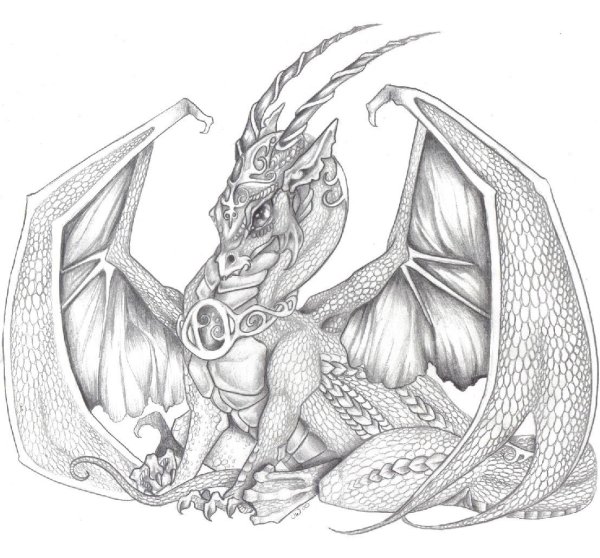 Картина дракона карандашом