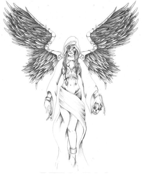 Татуировка ангел эскиз