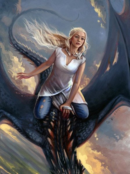 Дейенерис Таргариен с драконами арт