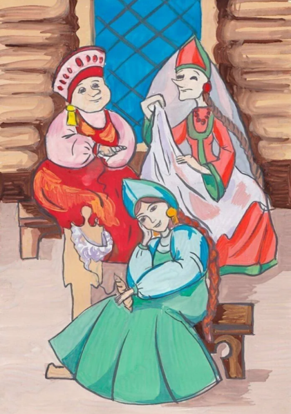 Сказки Пушкина три девицы под окном