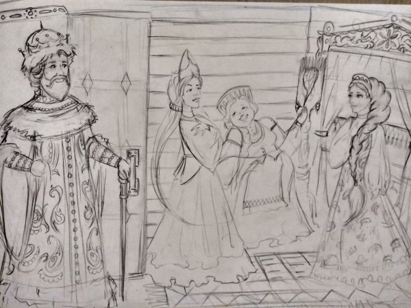 Сказка о царе Салтане три девицы раскраска