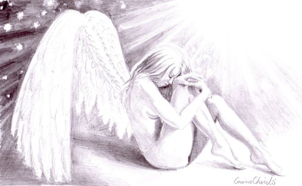 Рисунки карандашом ангелов