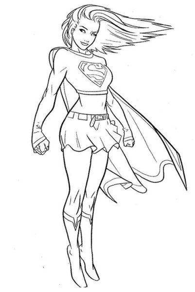 Девушка Супергерой раскраска