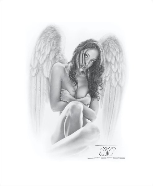 Рисунки девушки ангела лицо