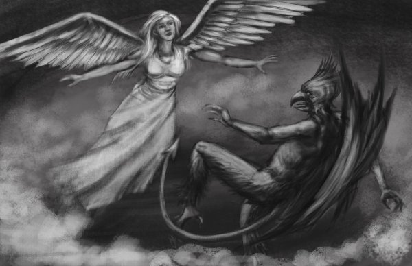 Ангел и демон рисунок