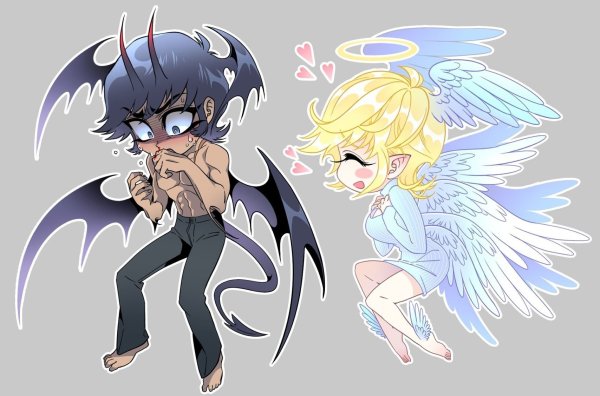 Аниме ангел и демон кавай