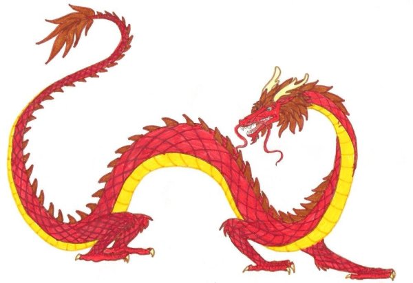 Древний Китай красный дракон