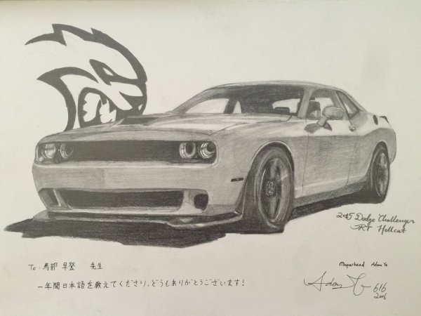 Dodge Challenger Hellcat рисунок