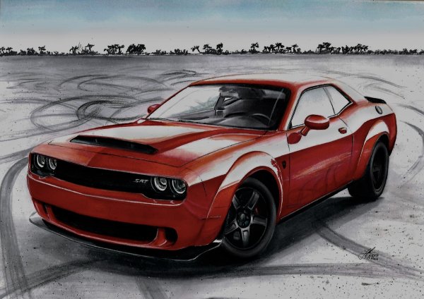 Dodge Challenger Hellcat рисунок