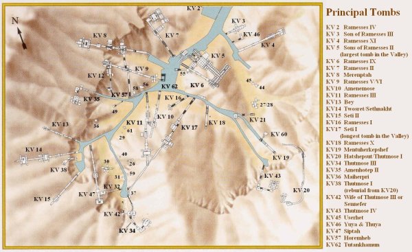 Долина царей на карте Египта