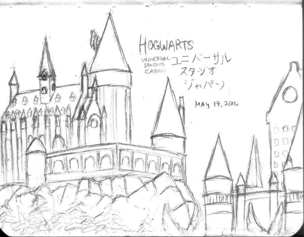 Раскраска Гарри Поттер замок Хогвартс