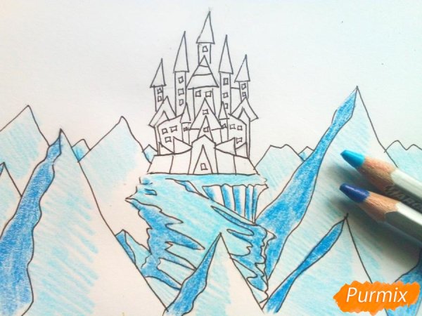 Рисуем замок снежной королевы