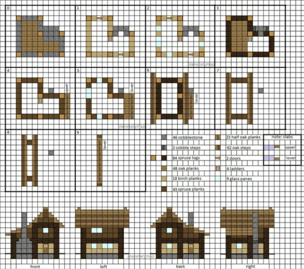 Постройки домов в МАЙНКРАФТЕ схемы