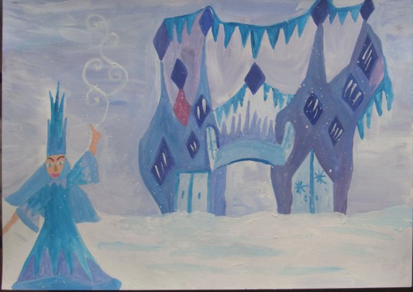 Рисование замок снежной королевы