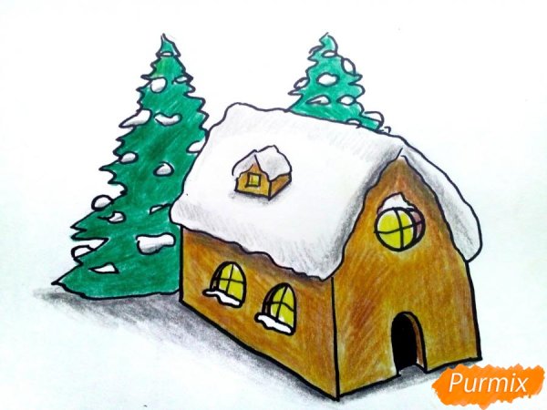 Нарисовать домик Деда Мороза