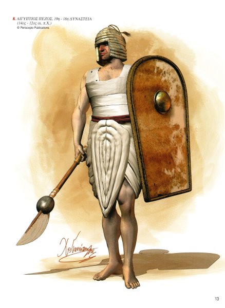 Воин с щитом в древнем Египте