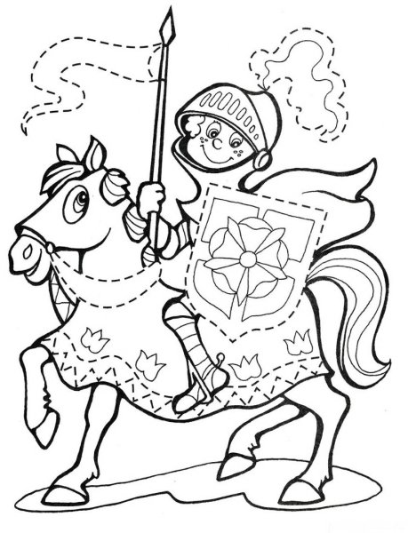 Рыцарь на коне раскраска для детей