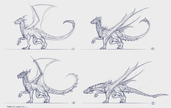 Рисунки дракон боком