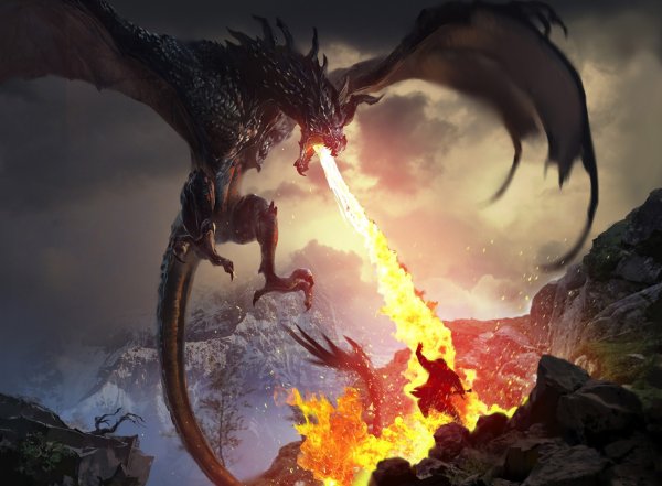 Рисунки дракон извергающий пламя