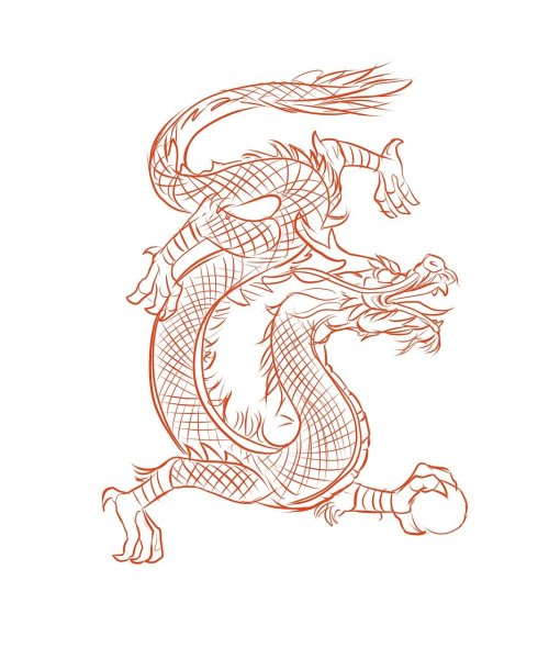 Китайский дракон контур