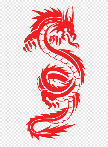Красный китайский дракон без фона