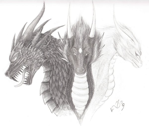 Лицо дракона карандашом