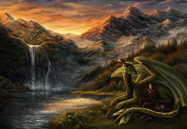 Красивый пейзаж с драконом