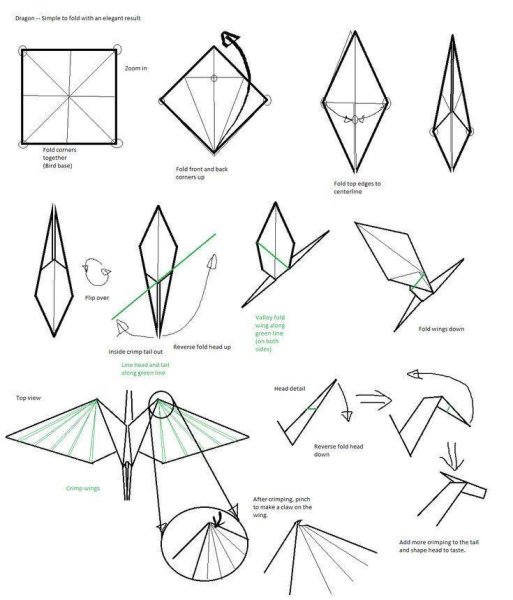 Оригами из бумаги дракон схема легкая