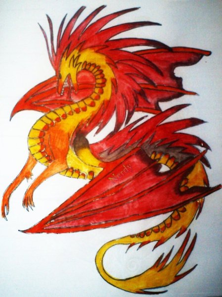Огненный дракон легкий для рисования