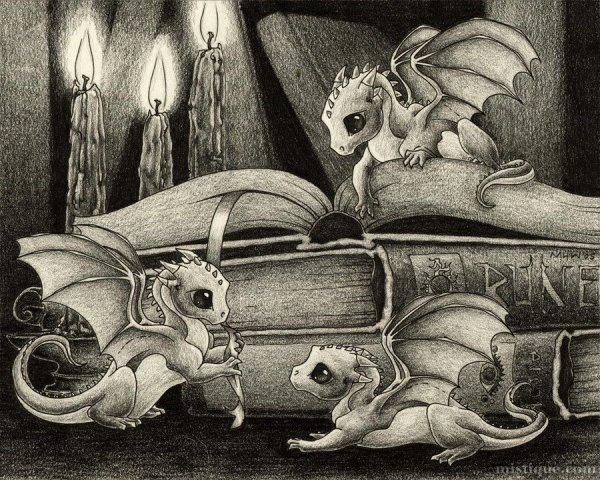 Рисунки дракон с книгой