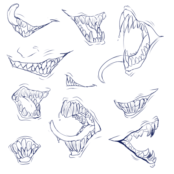 Зубы раскрытая пасть сбоку референс