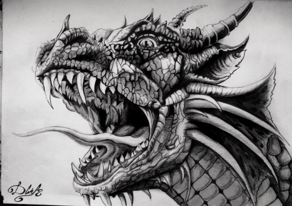 Страшный дракон рисунок