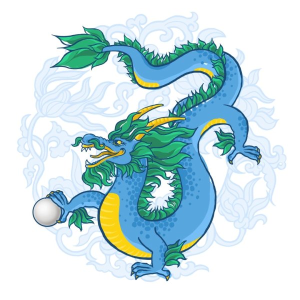 Китайский зеленый дракон с жемчужиной