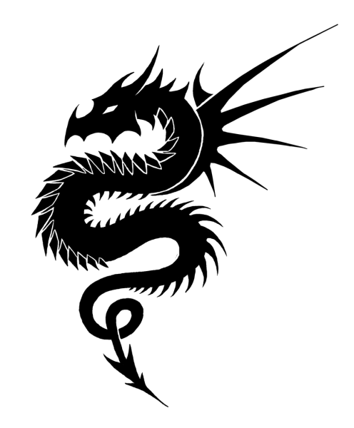 Тату дракон черно белый