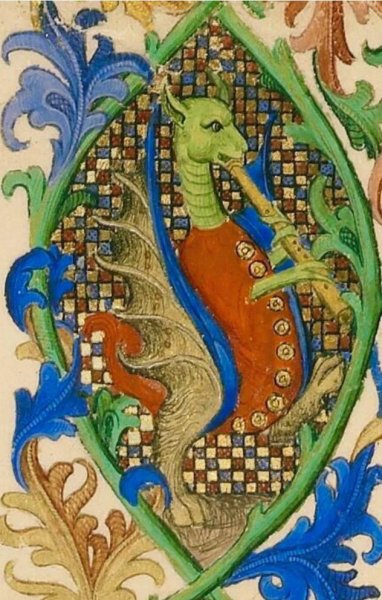 Средневековая миниатюра дракон змий
