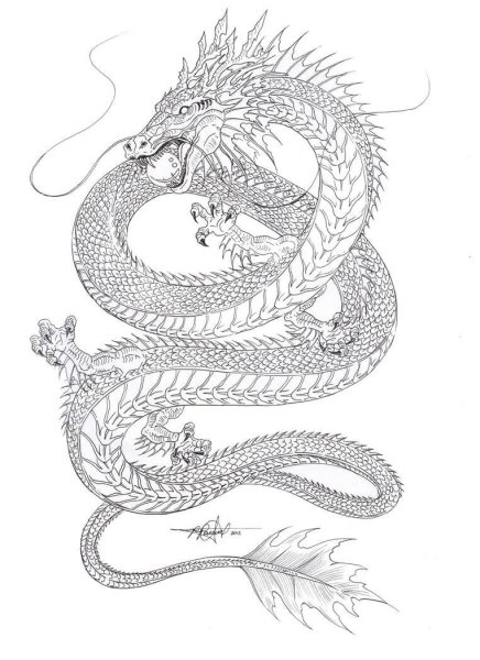 Водный дракон Япония тату