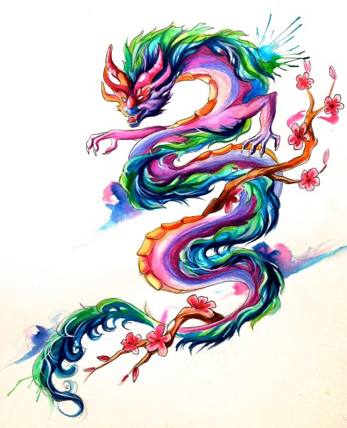 Рисунки дракон яркий