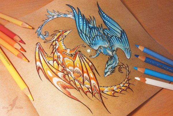 Рисунки дракона кистью