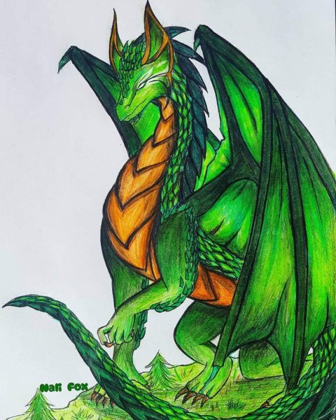 Рисунки дракона зеленого цвета
