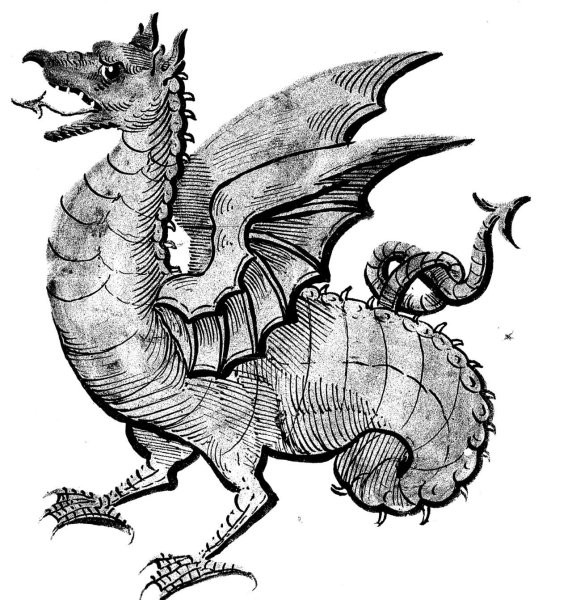 Средневековые Гравюры дракон