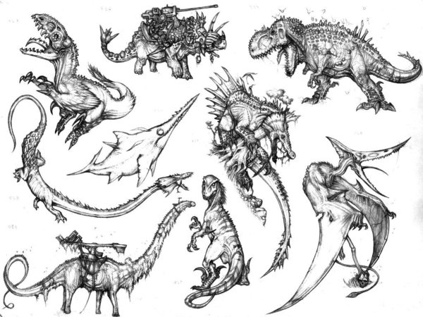 Раскраски драконы и динозавры