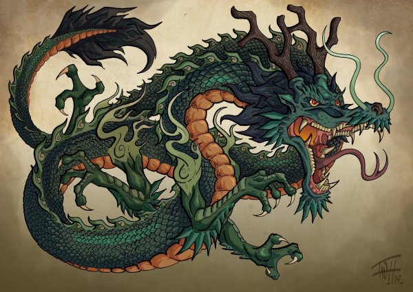 Китайский зеленый дракон Цинлун