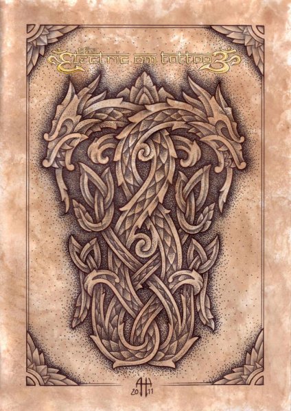 Кельтский орнамент резьба дракон