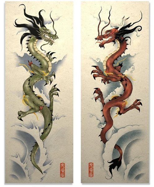 Китайская живопись гохуа дракон