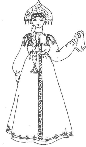 Эскиз русского народного костюма женского