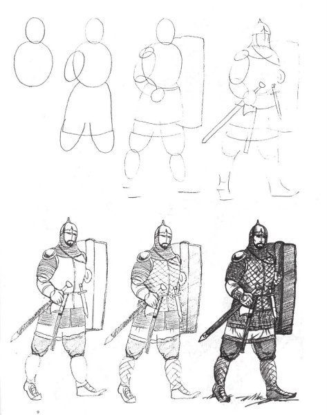 Рисунки древнерусский воин