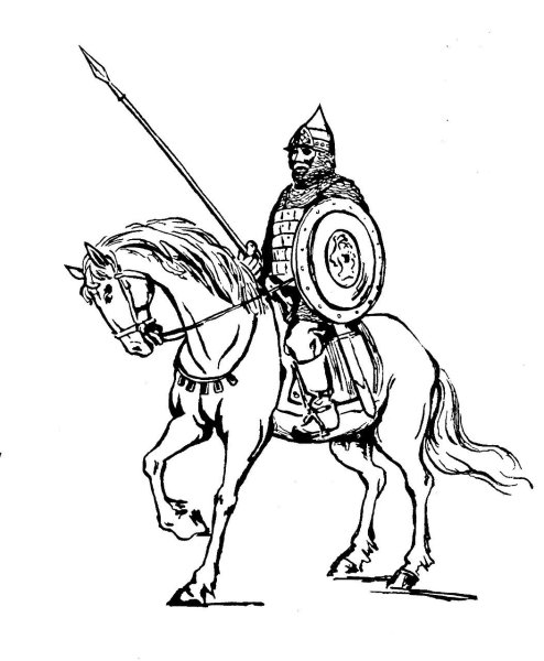 Рисунки древнерусского воина на коне